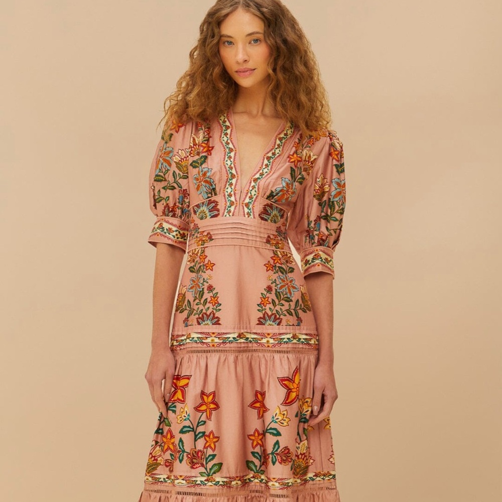 FARM Rio Floral  Midi Dress in fall colors.